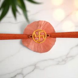 P.C. Chandra Jewellers 14KT Yellow Gold Swastik 0.69g Lightweight Auspicious Rakhi for Men-image-78