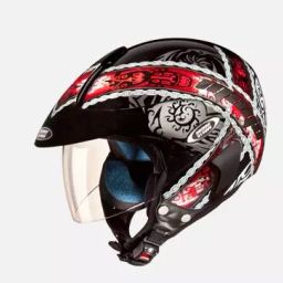 Studds N2 Black Medium (570 mm) Open Face Helmet, Marshall D4 Decor-image-38