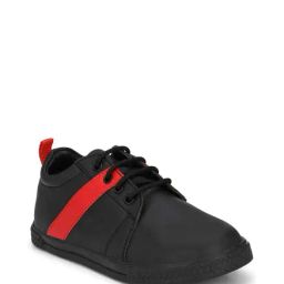 Tuskey Kids Black & Red Leather Sneakers-image-26