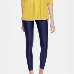 Go Colors Navy Metallic Pattern Leggings-picture-5