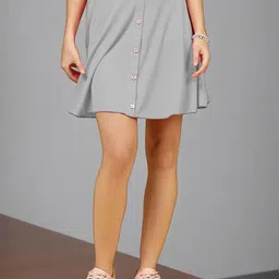 OOMPH! FACTOR High Waist A-Line Above Knee Skirt-image-87