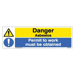 SUNSIGNS Danger Asbestos Permit To Work Must Be Obtained Signages Size 300x100 mm HP Print + Vinyl + Sun Board, SN0143-image-70