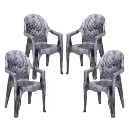 Maharaja Dolphin Arm Rest Plastic Chair Silver for Home, Office (Set of 4)-picture-27
