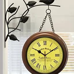 Nutts Black & Yellow Chain Bird Double Sided Vintage Wall Clock-image-63