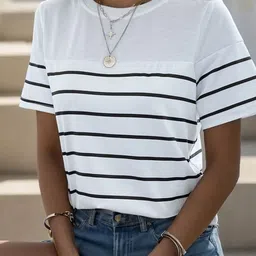 KPOP Women Striped T-shirt-picture-15