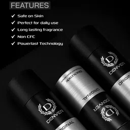 Denver Men Set of 3 Original Black.Code Long Lasting Deodorant Body Spray - 200 ml each image 3