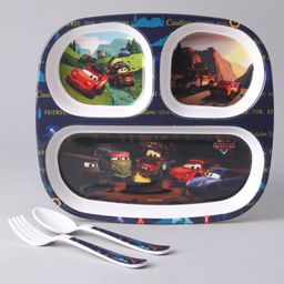 Disney Pixar Cars Sectioned Plate With Fork & Spoon Set - Multicolour-13
