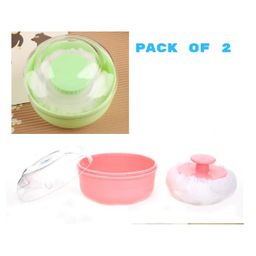 BOXOT IMPEX Portable Powder Puff with Box Holder Container Green Pink Pack of 2 (Design may vary)-image-98