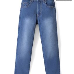 Pine Kids Cotton Elastane Full Length Adjustable Elastic Waist Denim Jeans - Blue-image-108