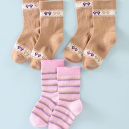 Bonjour Mid Calf Length Cotton Socks Pack of 3 (Color May Vary)-image-80