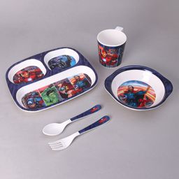 Servewell Avengers Theme 3 Section Plate with Fork & Spoon Mug & Bowl- Multicolor-12