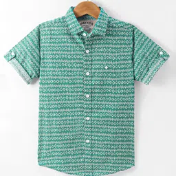 Jash Kids Cotton Half Sleeves Shapes Printed Shirt - Green-picture-28