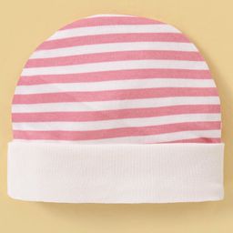 Ben Benny Cotton Knit Cap Striped  Pink & White- Diameter 9 cm-image-60