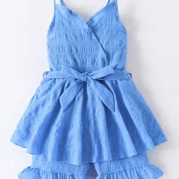 Kookie Kids Sleeveless Frock Style Jumpsuit - Blue-picture-34