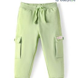 Babyoye 100% Cotton Solid Dyed Lounge Pants with Patch Detailing - Light Green-image-120
