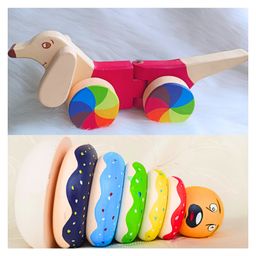 Taruh Kids Combo Set Pull Along Dog & Wooden Stacking Toy-13