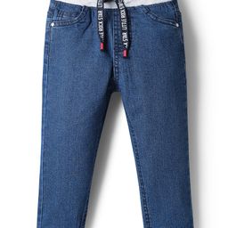 Babyhug Cotton Denim Full Length Washed Jeans With Stretch - Navy Blue-picture-45