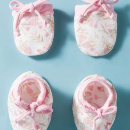 Ben Benny Interlock 100% Cotton Knit Mittens & Booties With Floral Print - Light Pink-picture-9
