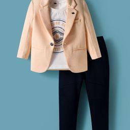 Dapper Dudes Full Sleeves Textured Blazer With Typography Printed Tee & Pant Set -Mango-picture-13