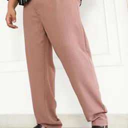 Instafab Plus Men Solid Mid-Rise Regular Fit Comfort Trousers-image-46
