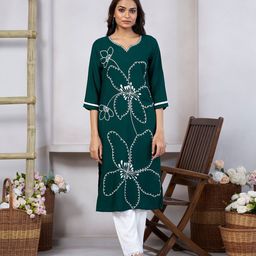 MISS CLOTHING Women Floral Embroidered Thread Work Kurta-image-45