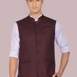 BAESD Men Satin Regular-Fit Nehru Jacket-image-61