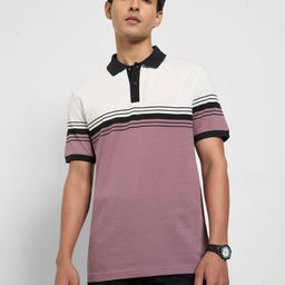 Peregrine by Pantaloons Men Striped Polo Collar Pockets Slim Fit T-shirt-picture-34
