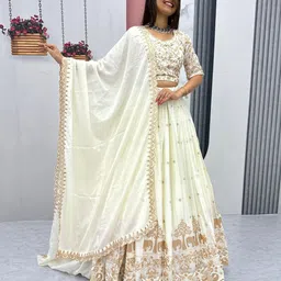 A TO Z CART Embroidered Ready to Wear Lehenga & Unstitched Blouse With Dupatta-image-91