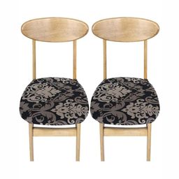 HOUSE OF QUIRK 2 Piece Black & Grey Printed Chair Seat Cover-image-58
