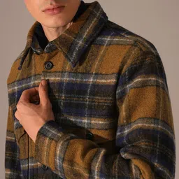SELECTED Men Checked Open Front Jacket with Patchwork image 2