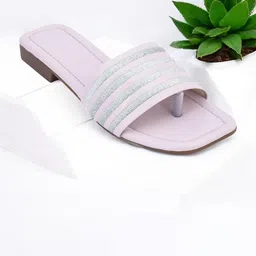 GERIEF Women Striped Open Toe Flats-image-89