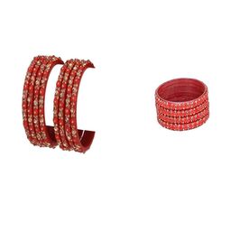 1ST TIME Set Of 12 Red Glass Artificial Stones Bangles-picture-38