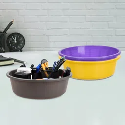Kuber Industries Yellow & Purple 3 Pieces Regular Desk Organisers 6L Each-33