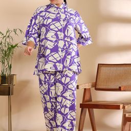 ISHQY Floral Printed Pure Cotton Plus Size Top with Trousers Co-Ords-picture-11