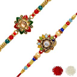 MEIRA JEWELLERY 4-Pcs Rakhi With Roli Chawal & Greeting Card-image-83