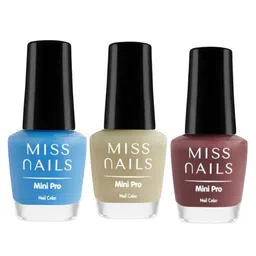 MISS NAILS Set Of 3 Mini Pro Toxin Free Nail Polish- 10 ml Each - Shade 76-16