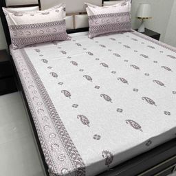 Pure Decor Pink & White Ethnic Motifs 350 TC Queen Bedsheet with 2 Pillow Covers-image-78