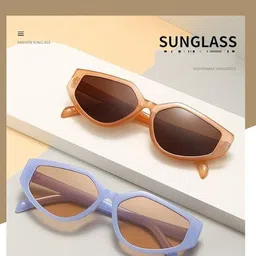 AUGEN Unisex Brown Lens & Brown Cateye Sunglasses with-25