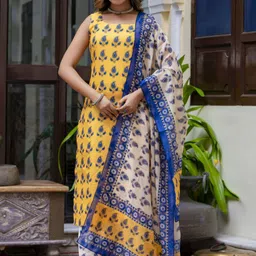 VredeVogel Ethnic Motifs Printed Straight Kurta with Palazzos & With Dupatta-26