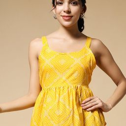 Istyle Can Women Bandhani Printed Pure Cotton Peplum Top-image-66