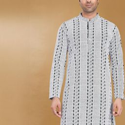 Pulseiq Men Ethnic Motifs Embroidered Festive Straight Kurta-image-22
