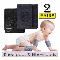 Babymoon Baby Anti Slip Stretchable Knee Cap Elbow Safety Protector Set Of 2 - Black & Dark Grey-picture-22