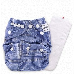 Babyhug Free Size Reusable Cloth Diaper With Insert Denim Print - Blue-23