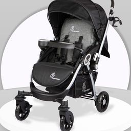 R for Rabbit Chocolate Ride Baby Stroller with Reversible Handle - Black & Grey-0