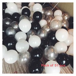 Balloon Junction Metallic Balloons Black White Silver - Pack of 51-22