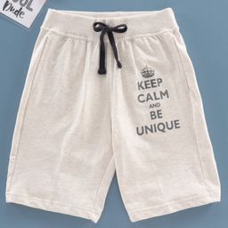Doreme Mid Thigh Length Shorts Text Print - Off White-picture-15