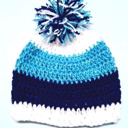 Knits & Knots  crochetStriped Cap - Circumference- 30cm - White Blue-image-37