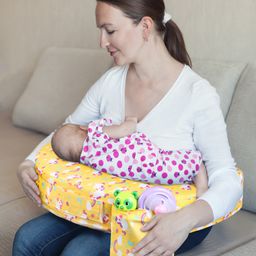 Babyhug Cotton Feeding Pillow With Belt Unicorn Print - Yellow-image-73