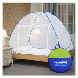 Classic Mosquito Net Polyester Foldable Single Bed Size Mosquito Net - Blue-image-84