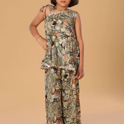The Mini Trunk Girls Floral Printed Straight Kurta with Palazzos-image-47